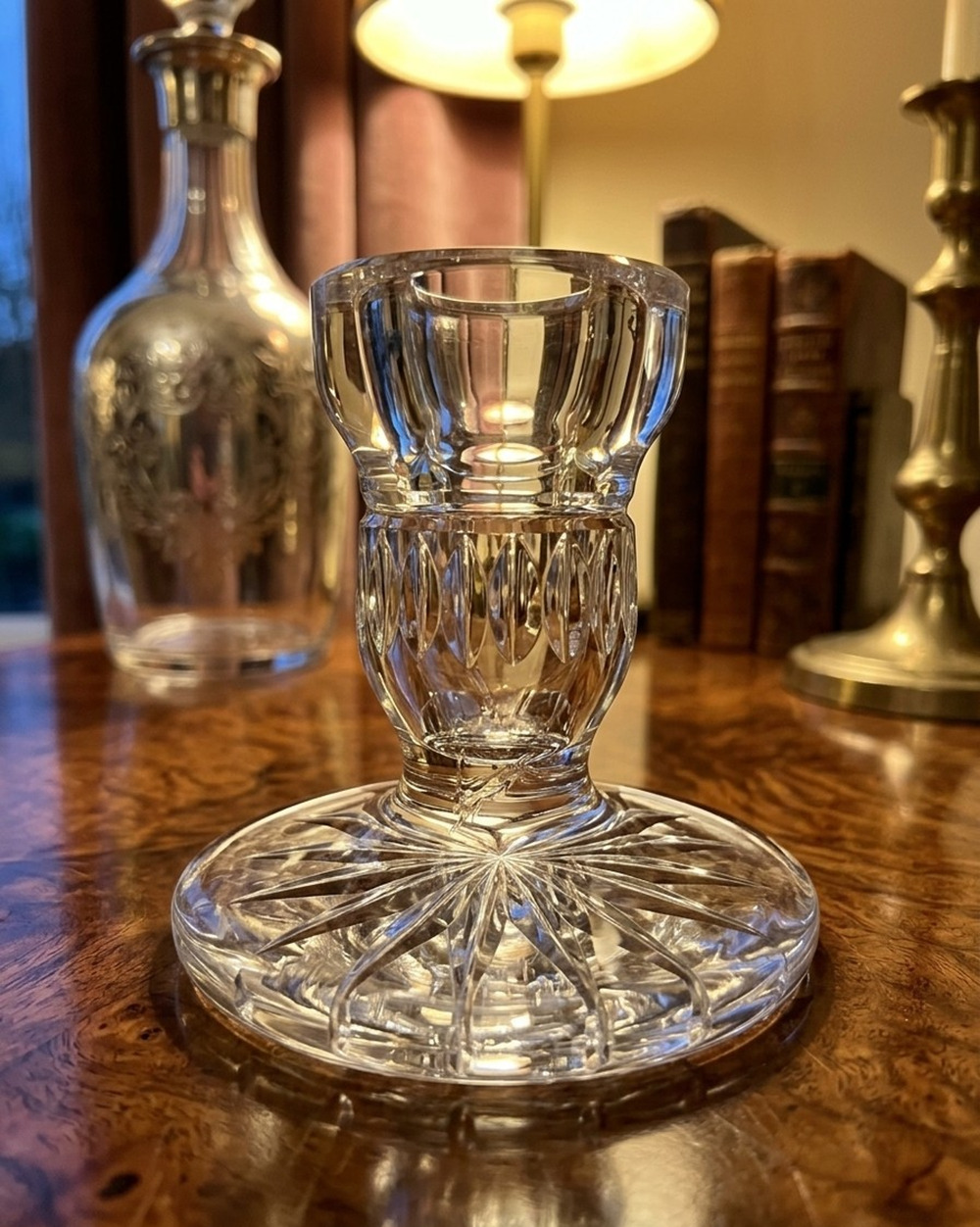 Waterford Lismore Candlestick Holder 3.75 In Clear Acid Etched Mark